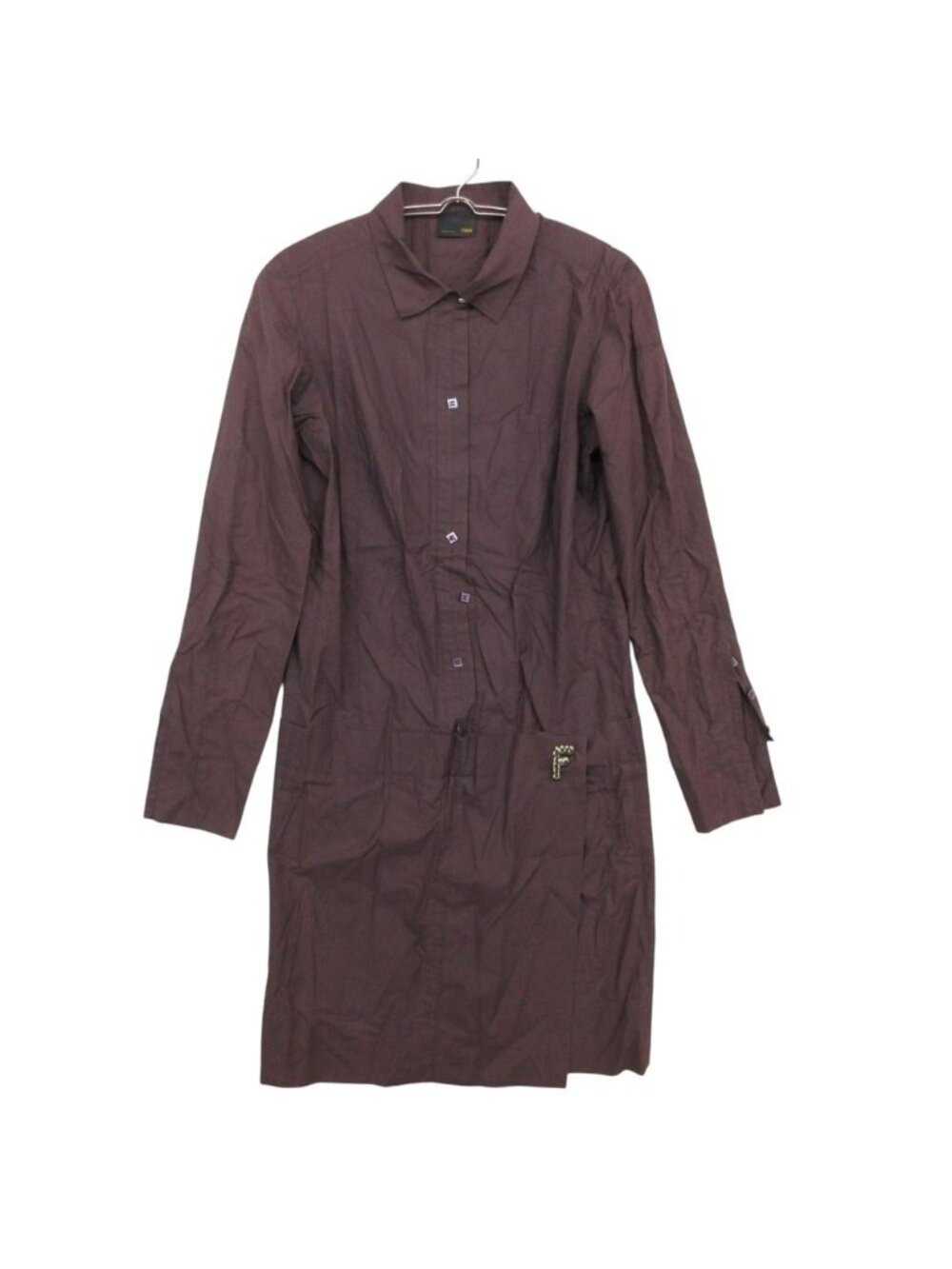 Fendi Dress Logo Brooch Shirt Long Sleeve Purple